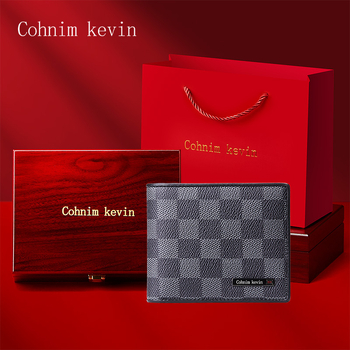 Vīriešu maku no liellopu ādas, rūtains raksts, modelis C05507, zīmols Cohnim Kevin, aizsardzība pret zādzību