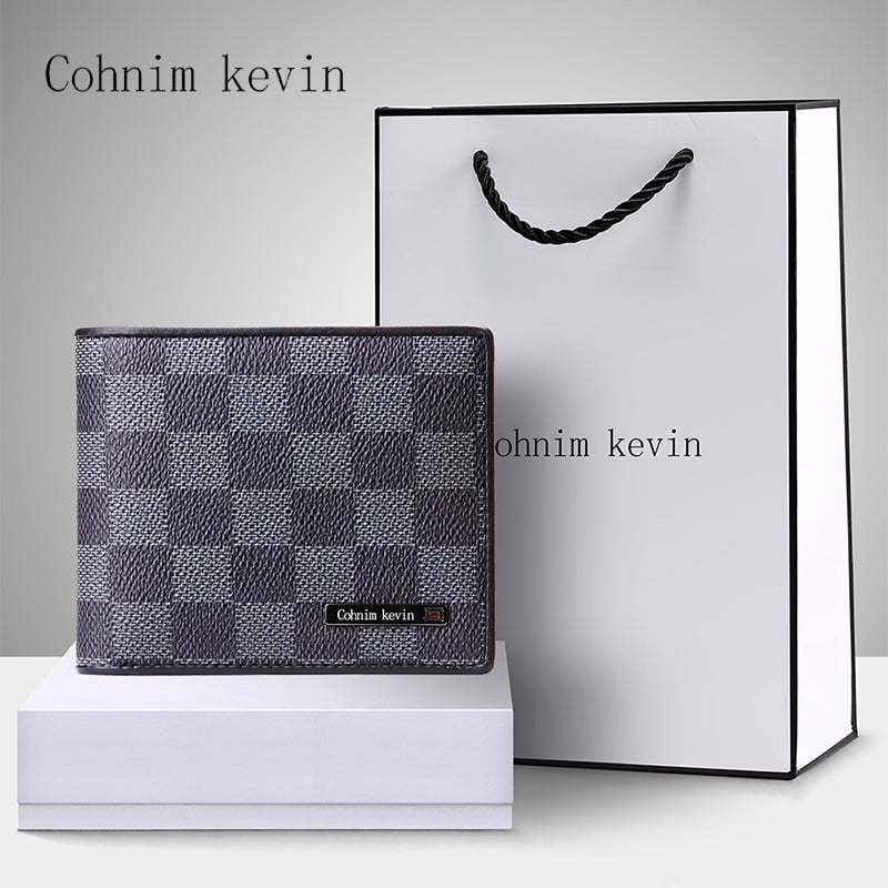 Vīriešu maku no liellopu ādas, rūtains raksts, modelis C05507, zīmols Cohnim Kevin, aizsardzība pret zādzību