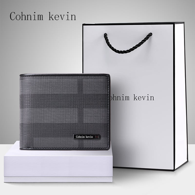 Vīriešu maku no liellopu ādas, rūtains raksts, modelis C05507, zīmols Cohnim Kevin, aizsardzība pret zādzību