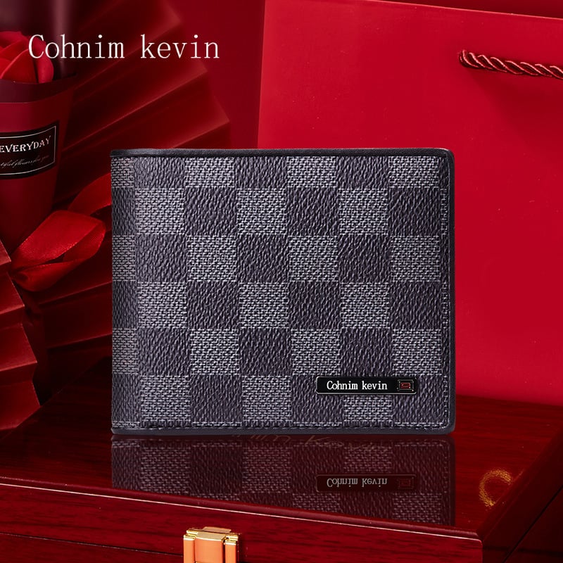 Vīriešu maku no liellopu ādas, rūtains raksts, modelis C05507, zīmols Cohnim Kevin, aizsardzība pret zādzību