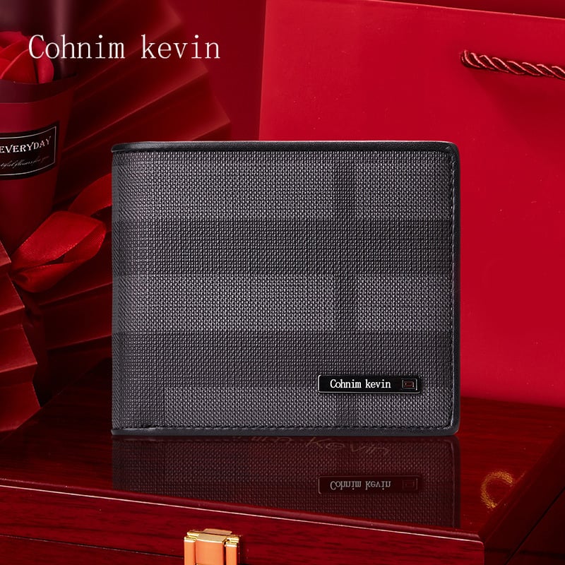 Vīriešu maku no liellopu ādas, rūtains raksts, modelis C05507, zīmols Cohnim Kevin, aizsardzība pret zādzību