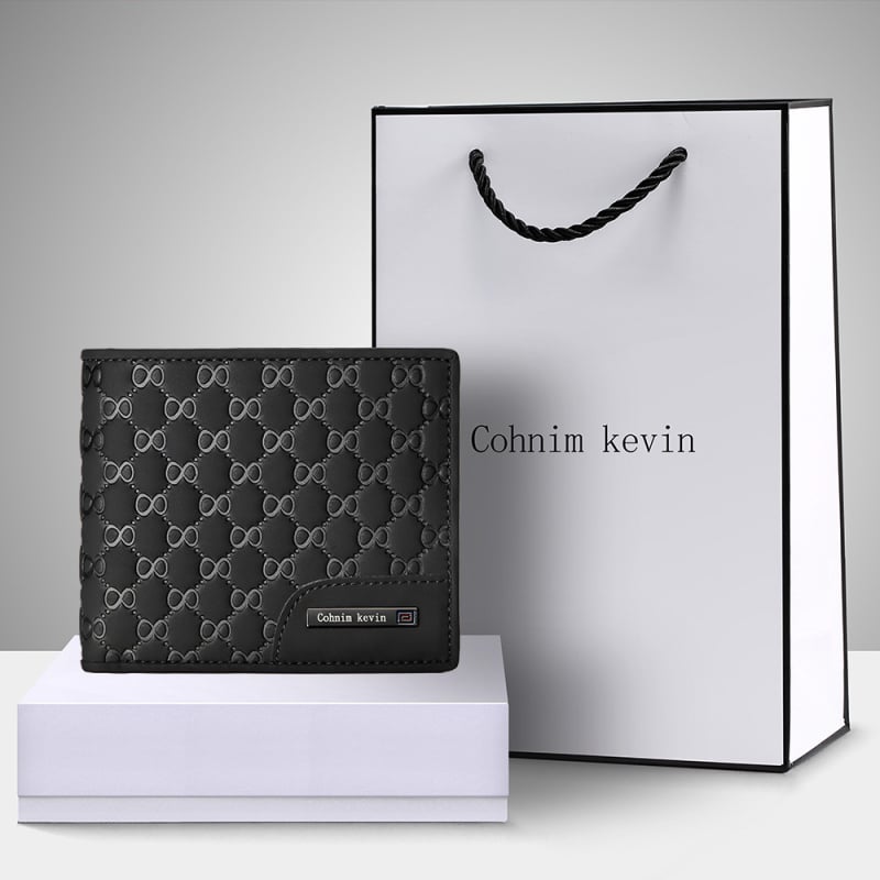 Vīriešu maku no liellopu ādas, rūtains raksts, modelis C05507, zīmols Cohnim Kevin, aizsardzība pret zādzību