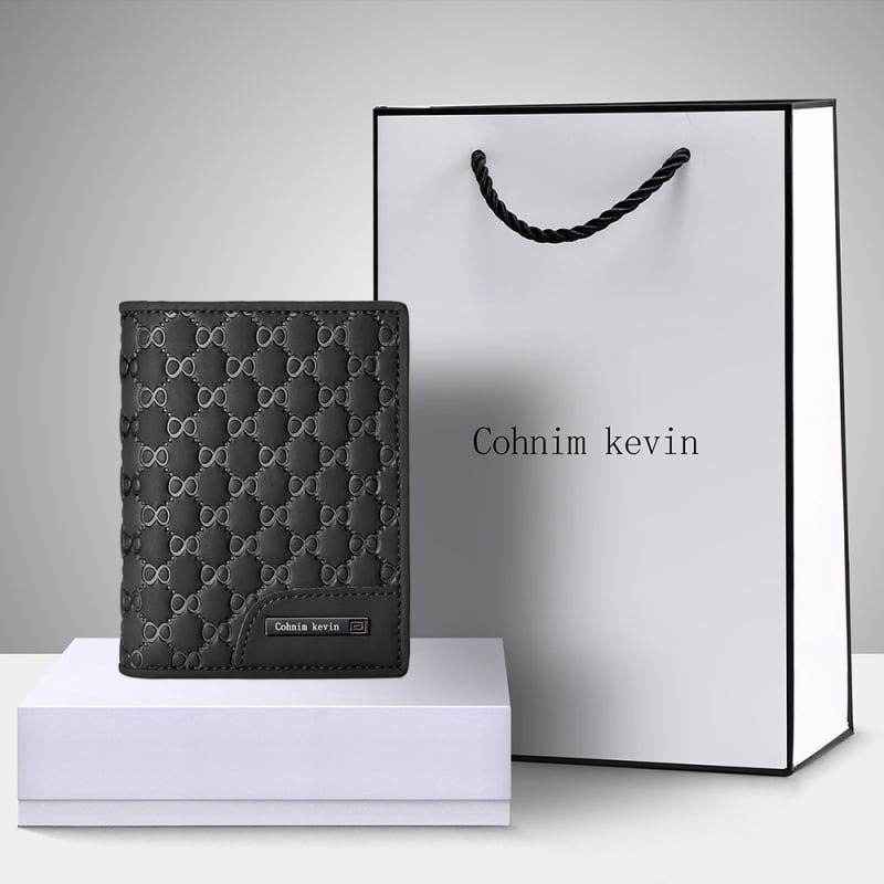 Vīriešu maku no liellopu ādas, rūtains raksts, modelis C05507, zīmols Cohnim Kevin, aizsardzība pret zādzību