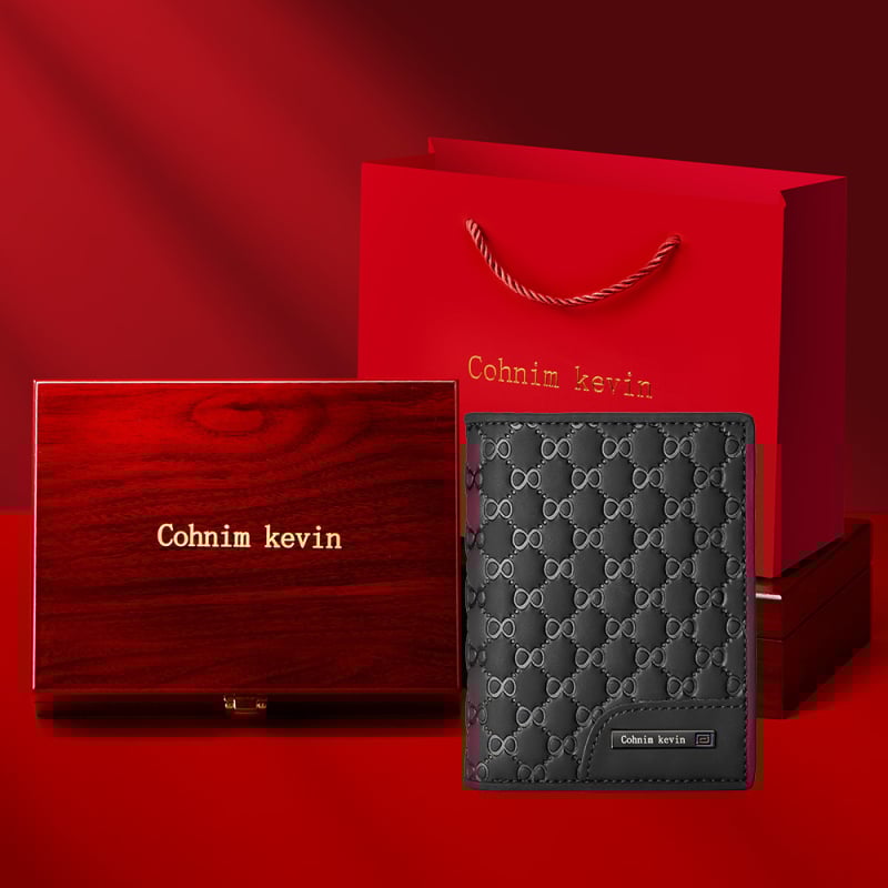 Vīriešu maku no liellopu ādas, rūtains raksts, modelis C05507, zīmols Cohnim Kevin, aizsardzība pret zādzību