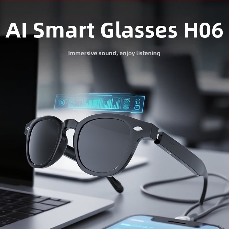 Ochelari inteligenți H06 cu traducere, muzică și apeluri; control prin atingere; material PC+ABS