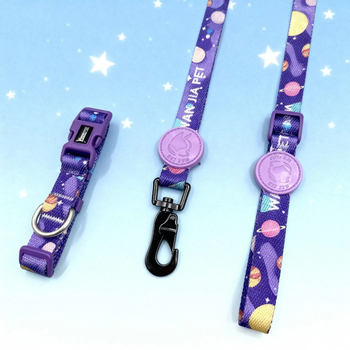 Комплект нашийници за кучета - регулируеми полиестерни нашийници, карикатурен стил, универсално пасване, за всички сезони