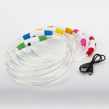 Кучешки LED колан за безопасност, USB презареждаща светлина, прозрачен пластмасов корпус, Leisure стил, подходящ за всички сезони