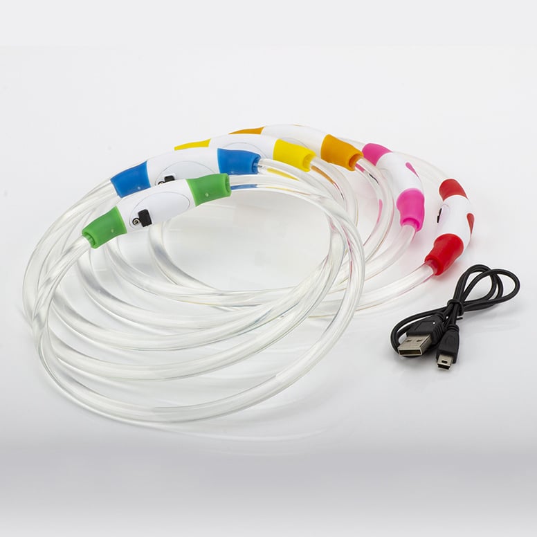 Кучешки LED колан за безопасност, USB презареждаща светлина, прозрачен пластмасов корпус, Leisure стил, подходящ за всички сезони