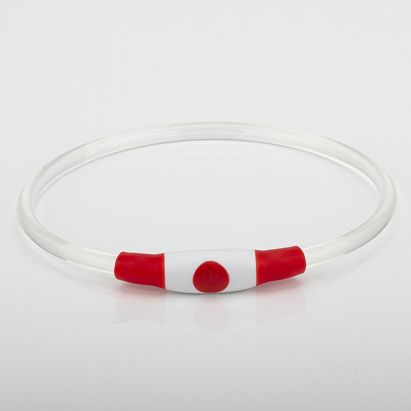 Кучешки LED колан за безопасност, USB презареждаща светлина, прозрачен пластмасов корпус, Leisure стил, подходящ за всички сезони