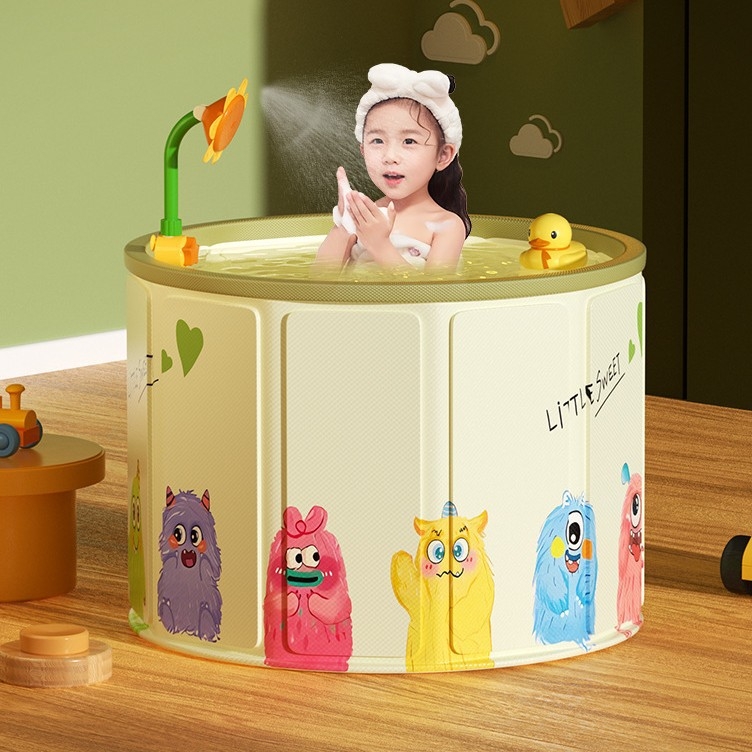 Сгъваема вана за бебета, PVC материал, за деца, с контрол на температурата и функция за мехури