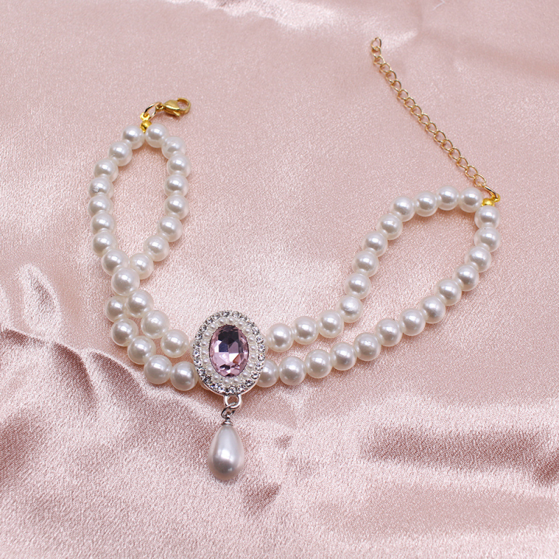 Nakit za kućne ljubimce – dvostruko slojevita ogrlica od bisera s dragim kamenjem, smola, stil princeze, univerzalno pristaje, za vjenčanja i rođendane