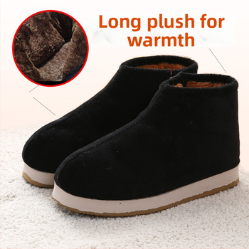 Домашни памучни пантофки с дебела подметка в етно стил, унисекс, антихлъзгащи и износоустойчиви за зимата