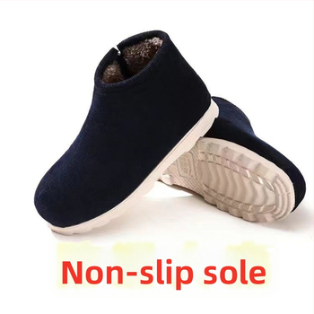 Домашни памучни пантофки с дебела подметка в етно стил, унисекс, антихлъзгащи и износоустойчиви за зимата