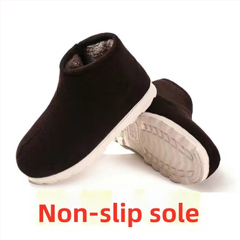 Домашни памучни пантофки с дебела подметка в етно стил, унисекс, антихлъзгащи и износоустойчиви за зимата