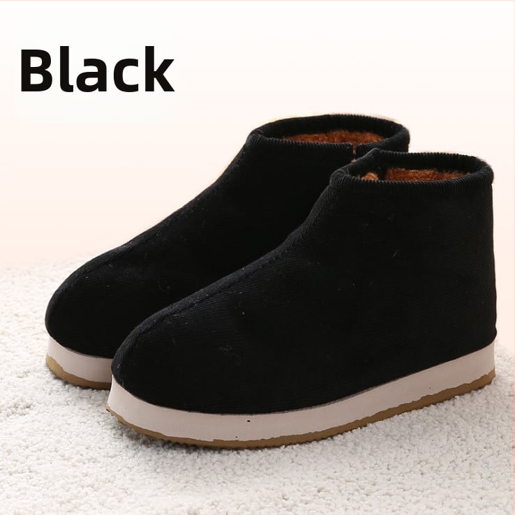 Домашни памучни пантофки с дебела подметка в етно стил, унисекс, антихлъзгащи и износоустойчиви за зимата