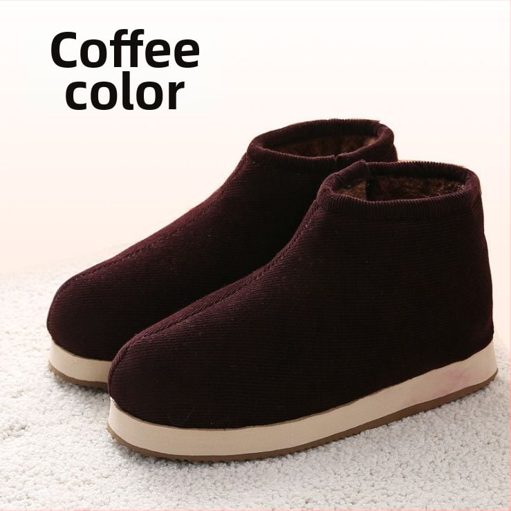 Домашни памучни пантофки с дебела подметка в етно стил, унисекс, антихлъзгащи и износоустойчиви за зимата