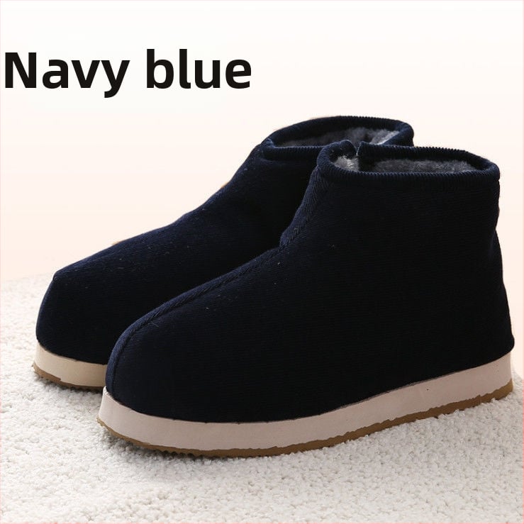 Домашни памучни пантофки с дебела подметка в етно стил, унисекс, антихлъзгащи и износоустойчиви за зимата