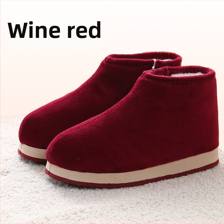 Домашни памучни пантофки с дебела подметка в етно стил, унисекс, антихлъзгащи и износоустойчиви за зимата