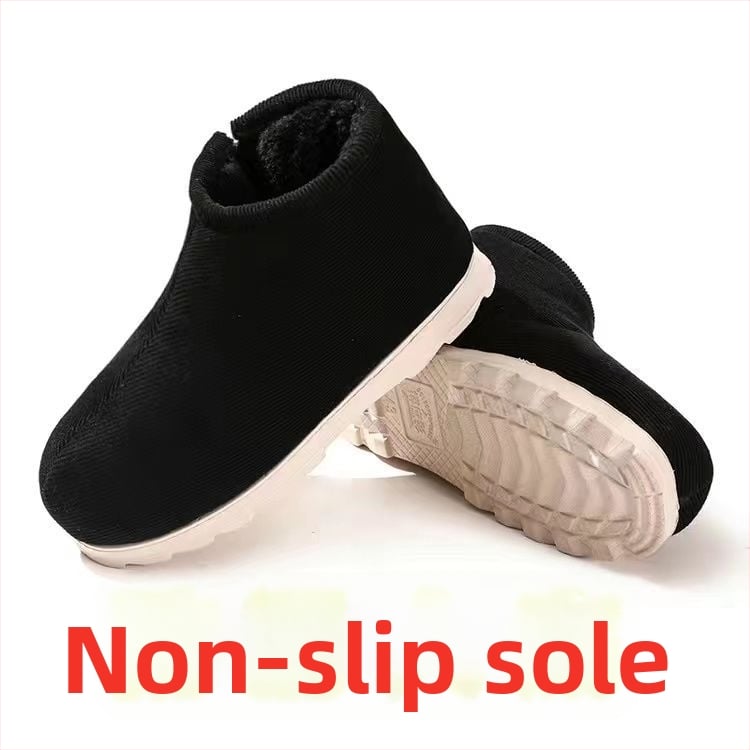 Домашни памучни пантофки с дебела подметка в етно стил, унисекс, антихлъзгащи и износоустойчиви за зимата