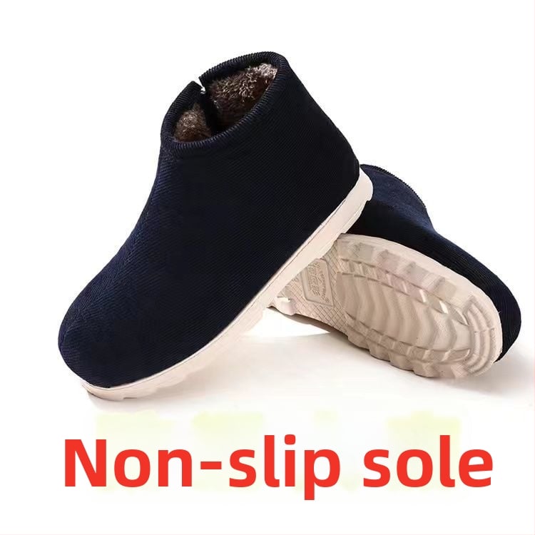 Домашни памучни пантофки с дебела подметка в етно стил, унисекс, антихлъзгащи и износоустойчиви за зимата