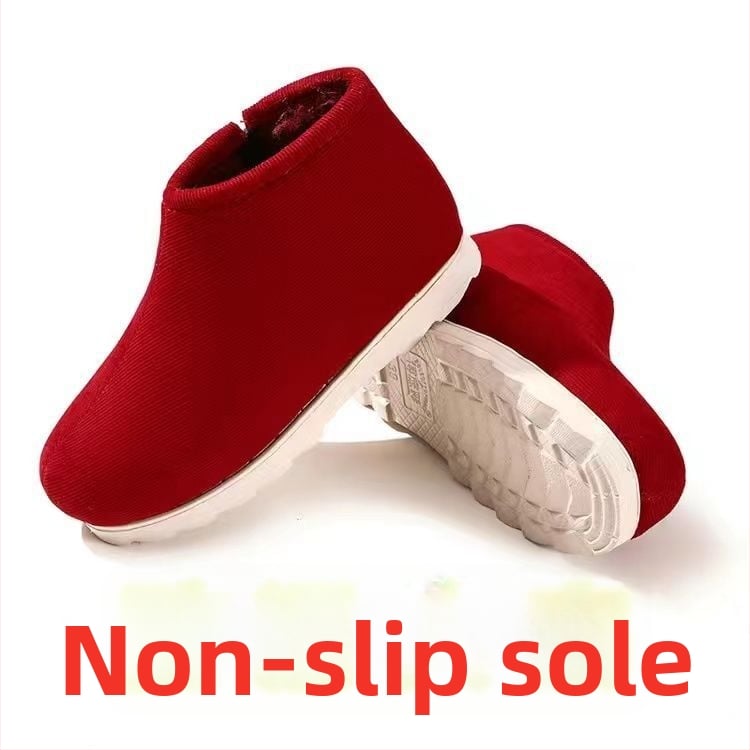 Домашни памучни пантофки с дебела подметка в етно стил, унисекс, антихлъзгащи и износоустойчиви за зимата