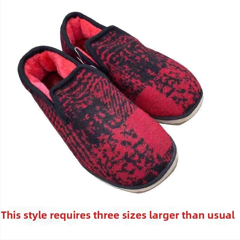 Домашни памучни пантофки с дебела подметка в етно стил, унисекс, антихлъзгащи и износоустойчиви за зимата