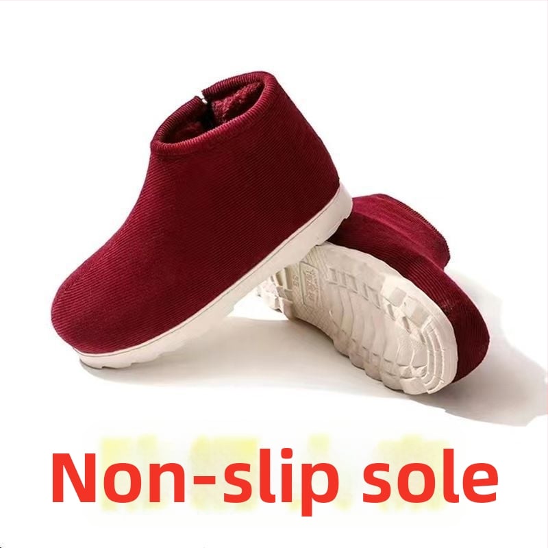 Домашни памучни пантофки с дебела подметка в етно стил, унисекс, антихлъзгащи и износоустойчиви за зимата