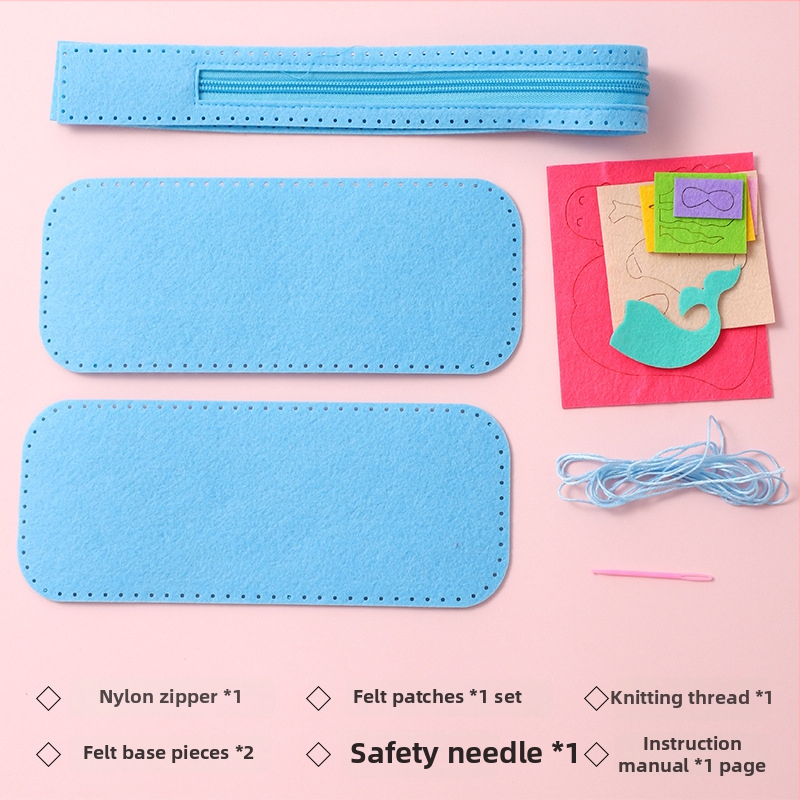 Käsitsi valmistatud multikakujundusega pliiatsikott lastele lasteaeda, DIY õmbluskomplekt, kangas, sobiv 4–6-aastastele