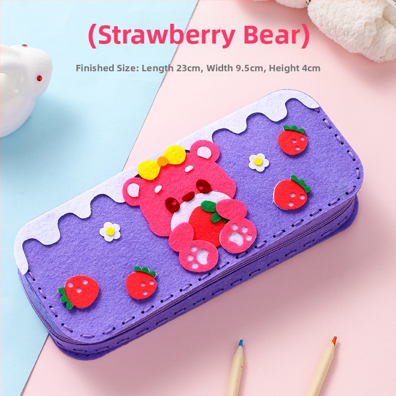 Käsitsi valmistatud multikakujundusega pliiatsikott lastele lasteaeda, DIY õmbluskomplekt, kangas, sobiv 4–6-aastastele