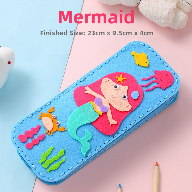 Käsitsi valmistatud multikakujundusega pliiatsikott lastele lasteaeda, DIY õmbluskomplekt, kangas, sobiv 4–6-aastastele