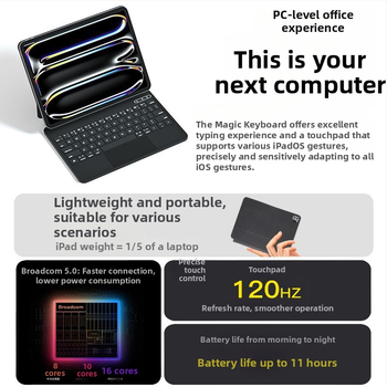 Bluetooth klávesnica pre iPad, kompatibilná s Magic Keyboard — ergonomická podpora, hmotnosť 260 g, OEM spracovanie