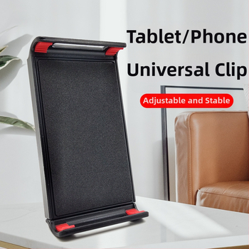 Držiak na tabletu a telefón s otočnou guľovou hlavou, univerzálny dvojúčelový klip a podstavný stojan – model 1002, hmotnosť 90 g, kompatibilný s iPad/iPhone/iPod.