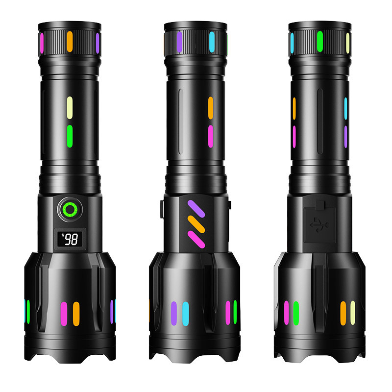 LED baterijska svjetiljka s punjivom 5000mAh baterijom, digitalnim zaslonom, optičkim zumom, bijelim laserom i dometom preko 500 m