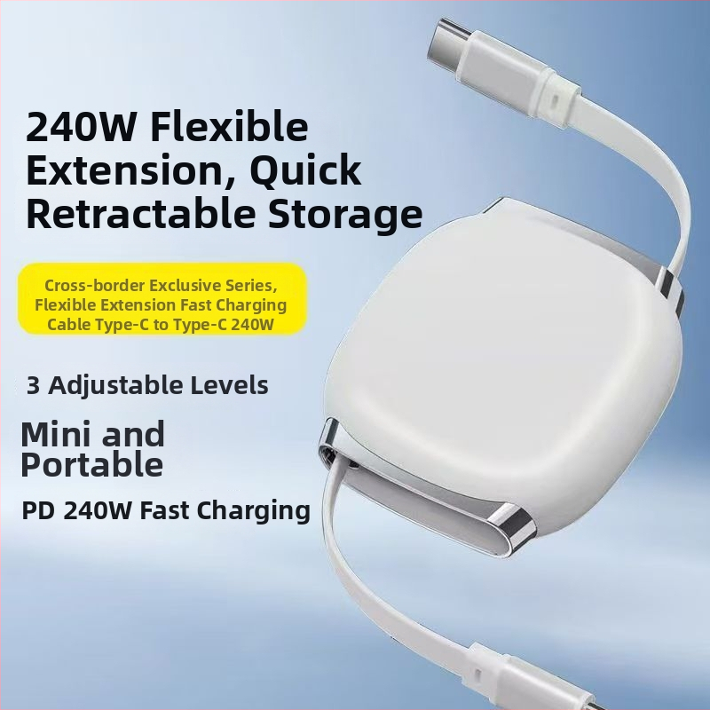 USB-C izvlačni kabel za punjenje PD-kompatibilan 240W aluminijska legura kućište