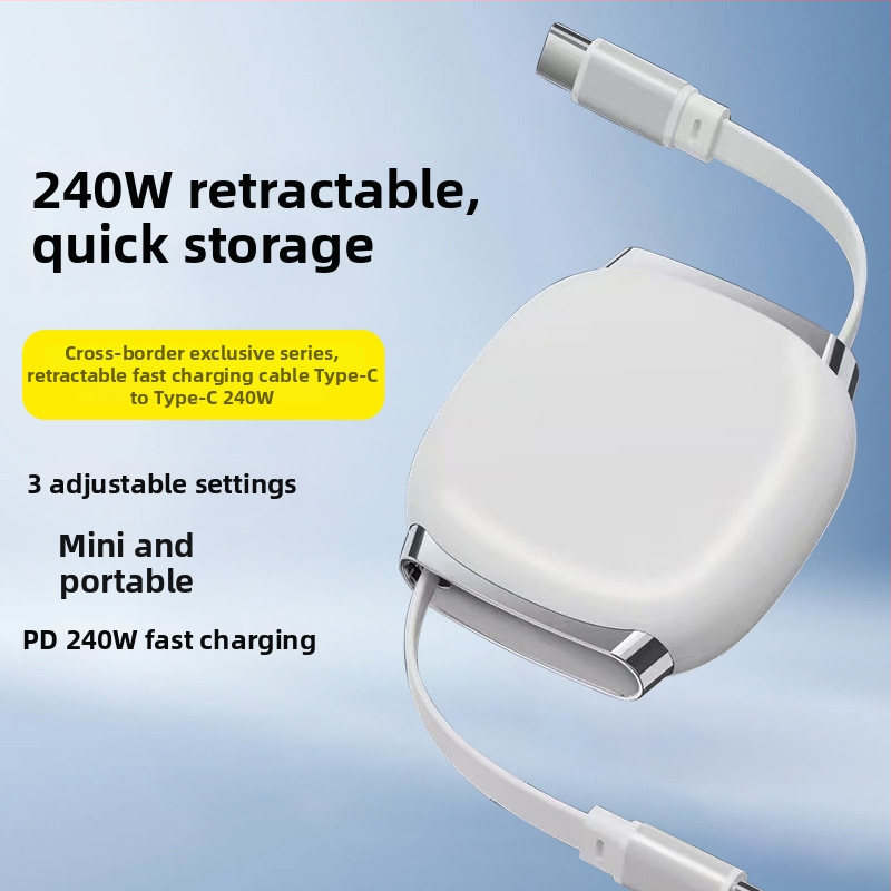 USB-C izvlačni kabel za punjenje PD-kompatibilan 240W aluminijska legura kućište