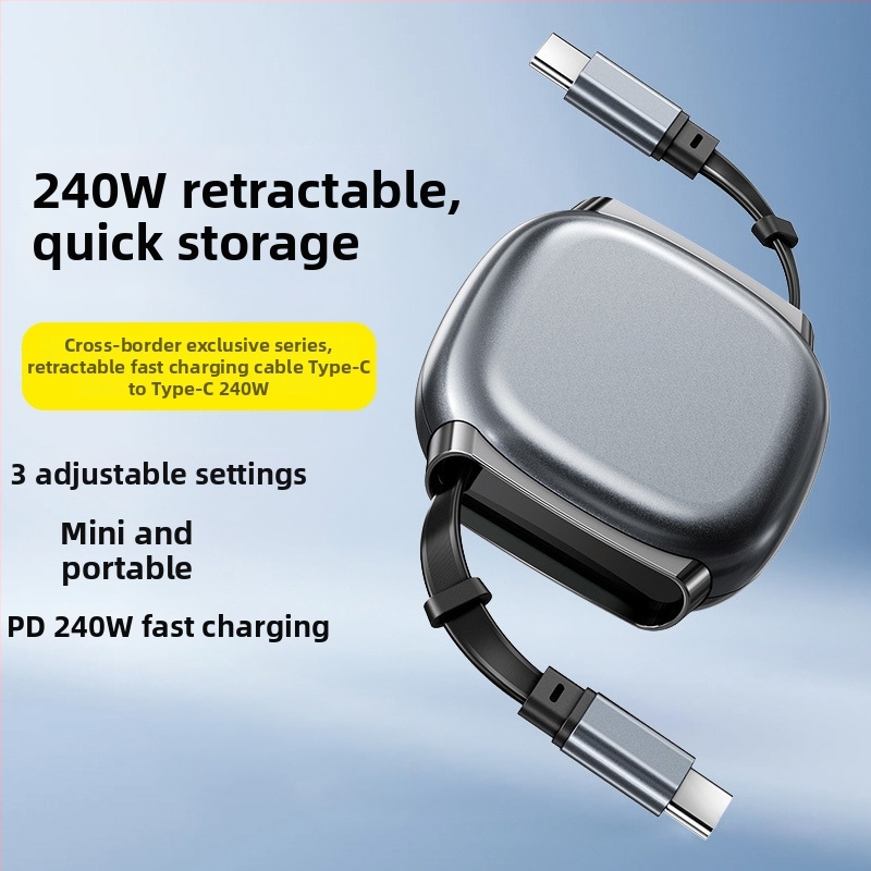 USB-C izvlačni kabel za punjenje PD-kompatibilan 240W aluminijska legura kućište