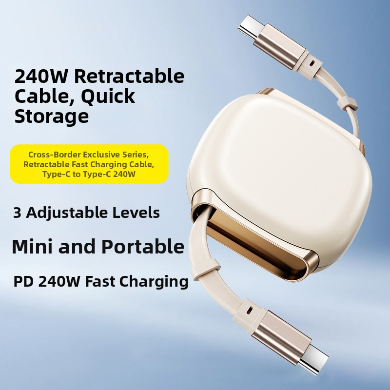 USB-C izvlačni kabel za punjenje PD-kompatibilan 240W aluminijska legura kućište