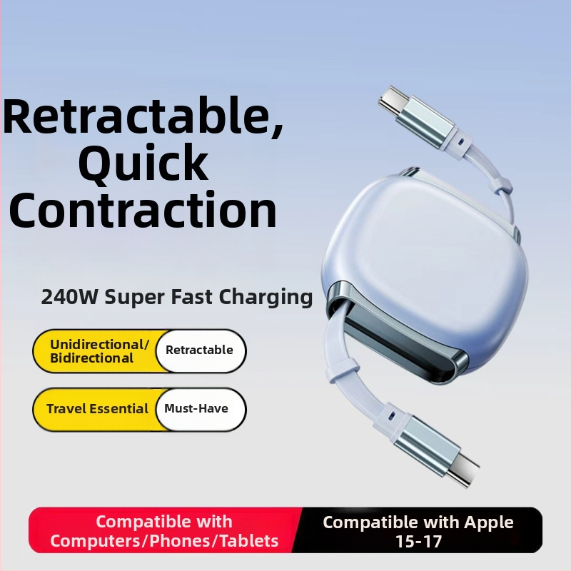 USB-C izvlačni kabel za punjenje PD-kompatibilan 240W aluminijska legura kućište
