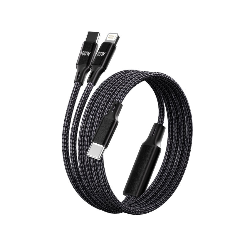 Xishang 100W бързо зареждане Едно към две USB-C/Lightning OTG кабел за данни