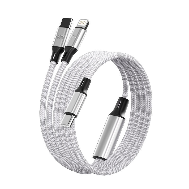 Xishang 100W бързо зареждане Едно към две USB-C/Lightning OTG кабел за данни