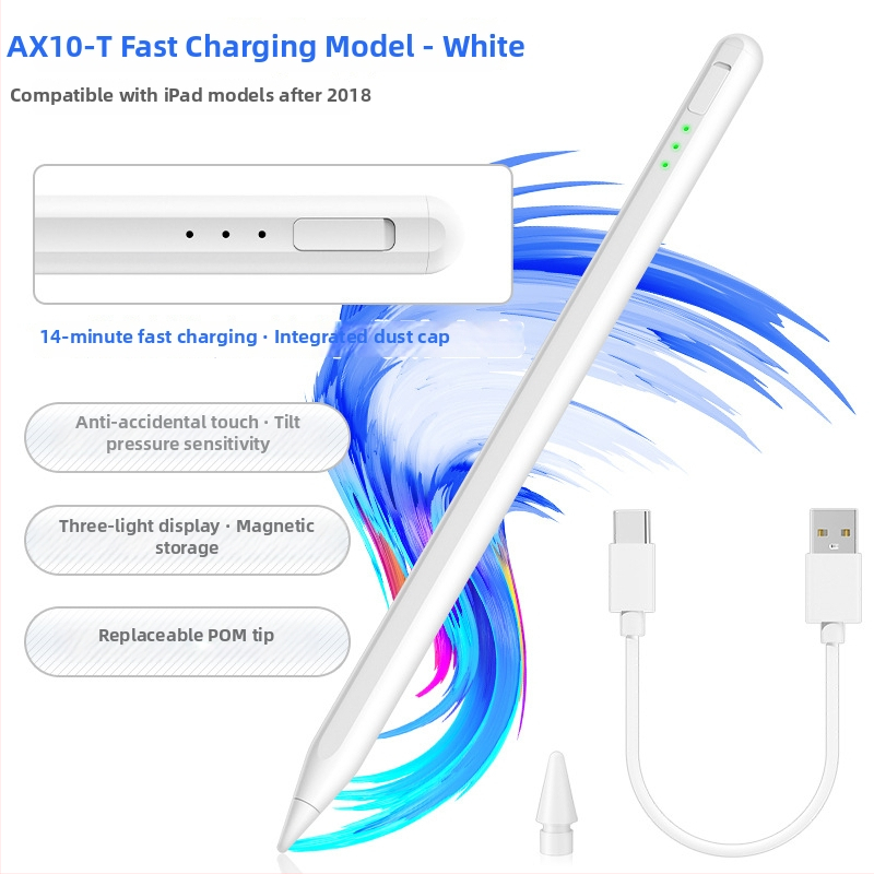 Stylus AX10T pre iPad — kompatibilný s iPadom, vlastná úprava podľa výkresov, zahrnutý nabíjací kábel