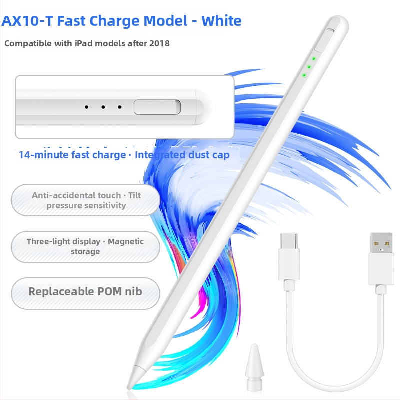 Stylus AX10T pre iPad — kompatibilný s iPadom, vlastná úprava podľa výkresov, zahrnutý nabíjací kábel