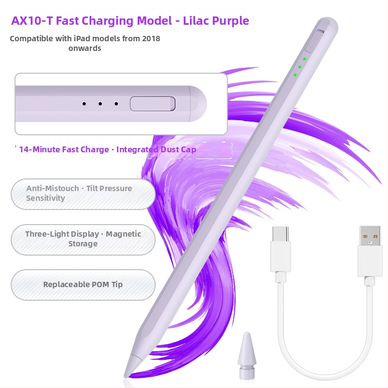 Stylus AX10T pre iPad — kompatibilný s iPadom, vlastná úprava podľa výkresov, zahrnutý nabíjací kábel