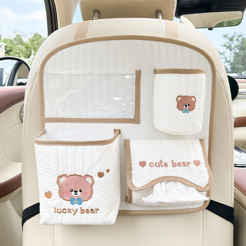 Blue Rain Torba za stražnju klupu automobila — platneni organizator za vješanje s motivom crtića, prilagodljiv s logom, univerzalna kompatibilnost