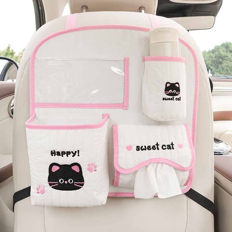 Blue Rain Torba za stražnju klupu automobila — platneni organizator za vješanje s motivom crtića, prilagodljiv s logom, univerzalna kompatibilnost