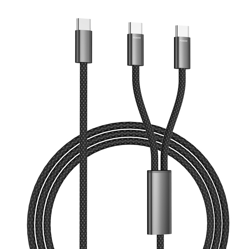 Kabel Type-C na Dual-C, 60W brzo punjenje, PD 27W, dvostruki port, dvostruka glava