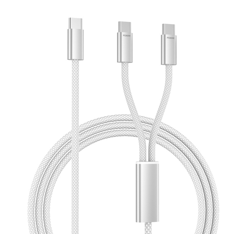 Kabel Type-C na Dual-C, 60W brzo punjenje, PD 27W, dvostruki port, dvostruka glava
