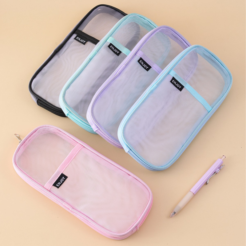 Riley nylonové puzdro na ceruzky so sieťovým zipsom – voľnočasový štýl, univerzálne použitie