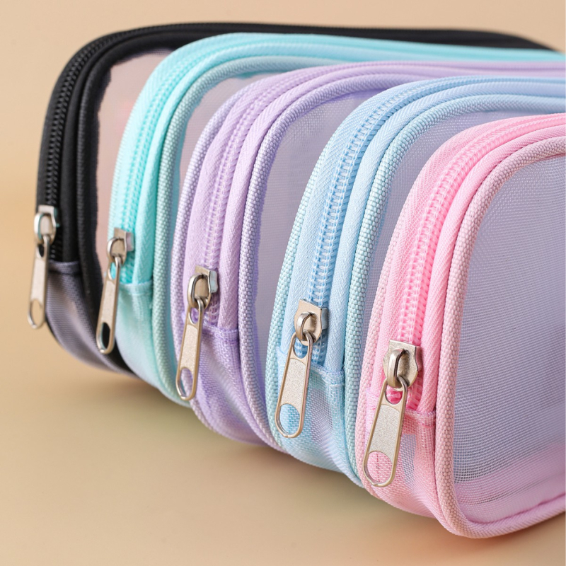 Riley nylonové puzdro na ceruzky so sieťovým zipsom – voľnočasový štýl, univerzálne použitie