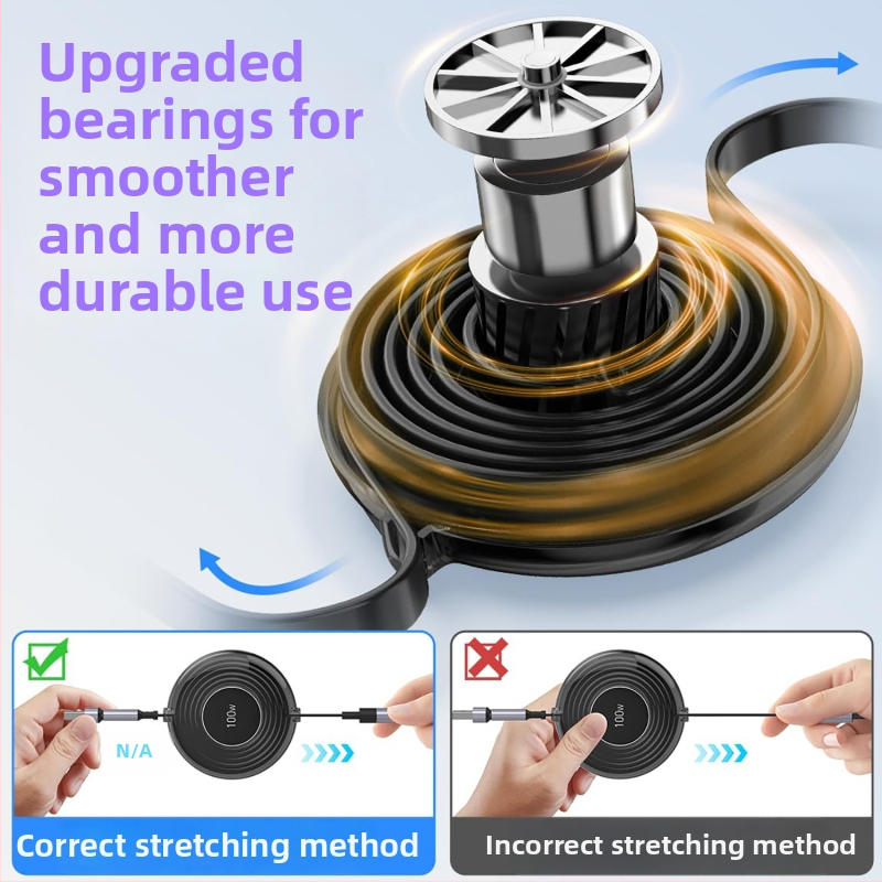 HXBO PD100W rýchlonabíjací dátový kábel, 3-v-1 dizajn s konektormi Lightning, USB-A a Type-C, dĺžka 1–2 m, Type-C výstup, materiál TPE